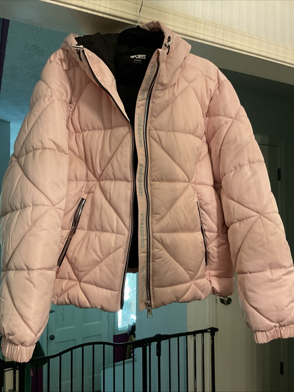 Nautica Light Pink and Black Puffer Jacket